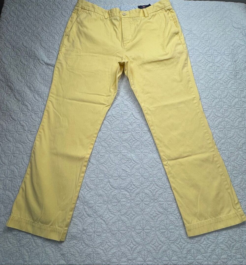 Vineyard Vines Slim Fit Breaker Pants Yellow Size 38x30